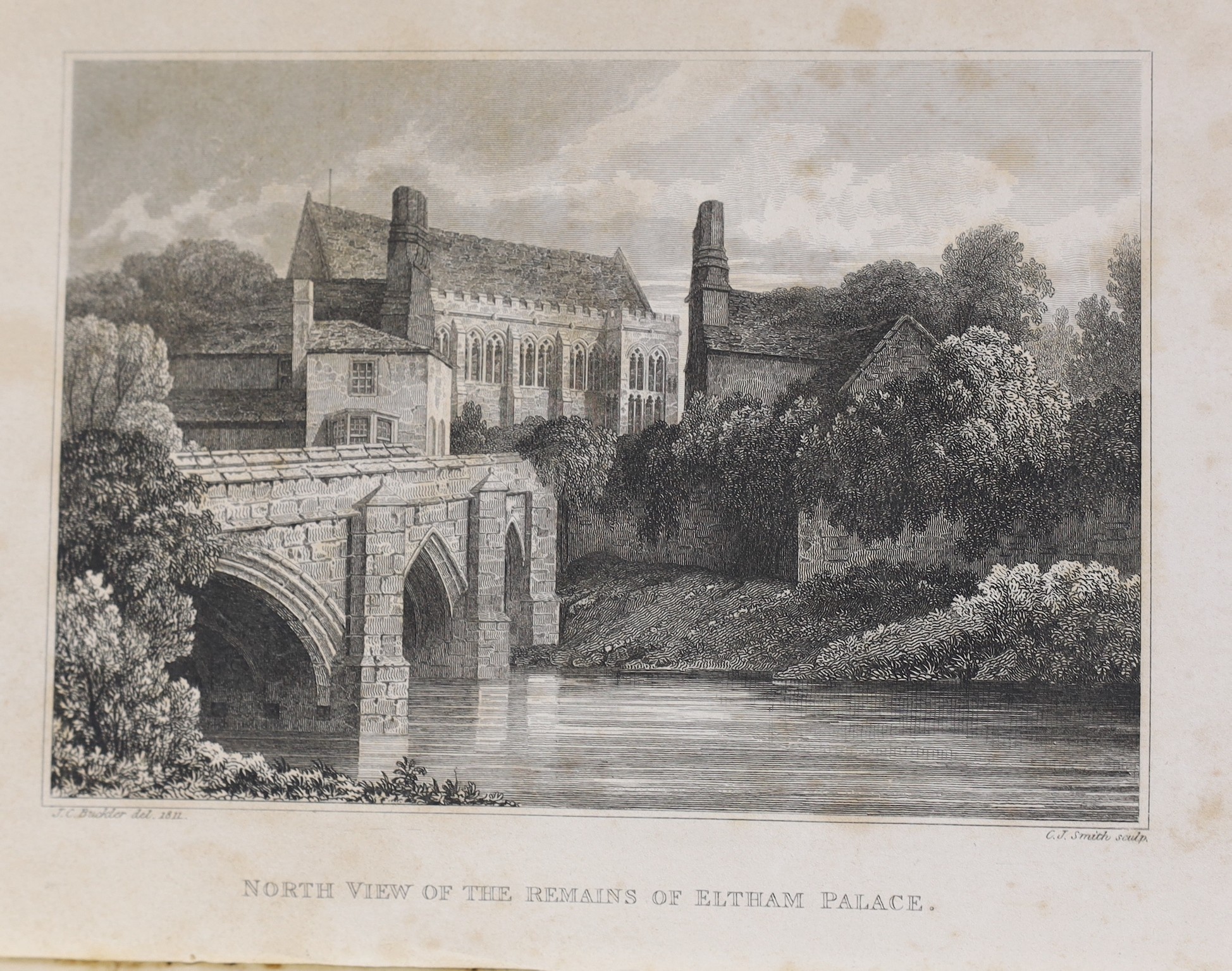 ELTHAM: Buckler, John Chessell - An Historical and Descriptive Account of the Royal Palace at Eltham. engraved frontis and text illus.; original cloth with printed spine label. 1828; Dunnage, H. & Laver, C. - Plans, Elev